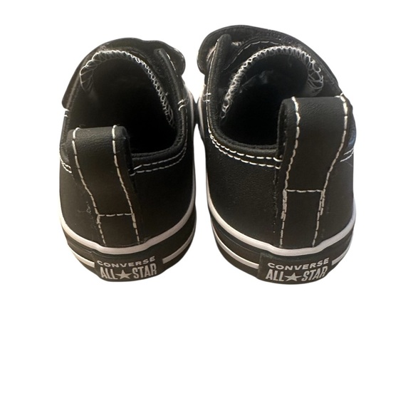 Converse All Leather Black with White Stitching Sneakers Shoes Toddler 5 - Picture 5 of 6